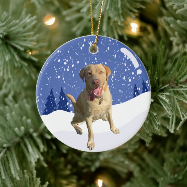 Ornamento De Cerâmica Dudley Labrador Christmas (Árvore)