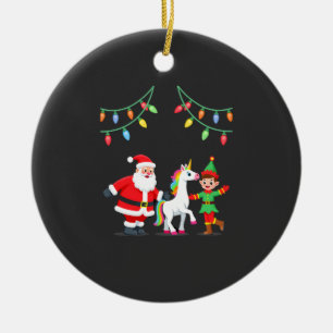 Ornamento De Cerâmica Duende de Papai Noel Dabbing Unicórnio Natal Crian