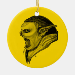 Ornamento De Cerâmica Duende design preto amarelo