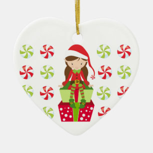 Ornamento De Cerâmica Duende personalizado do Natal dos doces
