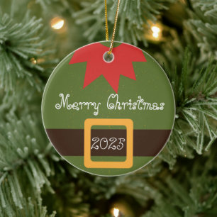 Ornamento De Cerâmica Duende Vermelho Verde Tenha Um Feliz Natalzinho