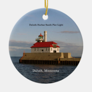 Ornamento De Cerâmica Duluth Harbour South Pier Ornament circular Light