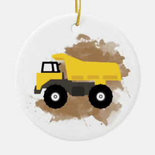 Ornamento De Cerâmica Dump Truck Construction Vehicle Mud Watercolor