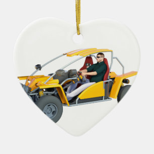 Ornamento De Cerâmica Dune Buggy Amarelo