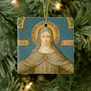 Ornamento De Cerâmica Dupla Imagem de Sta. Clara de Assis (SAU 027)
