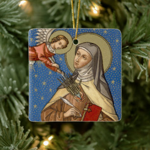 Ornamento De Cerâmica Dupla Imagem Sta. Teresa de Ávila (SAU 28)
