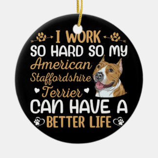 Ornamento De Cerâmica Duro De Trabalho Para Staffordshire Terrier Dog Pr