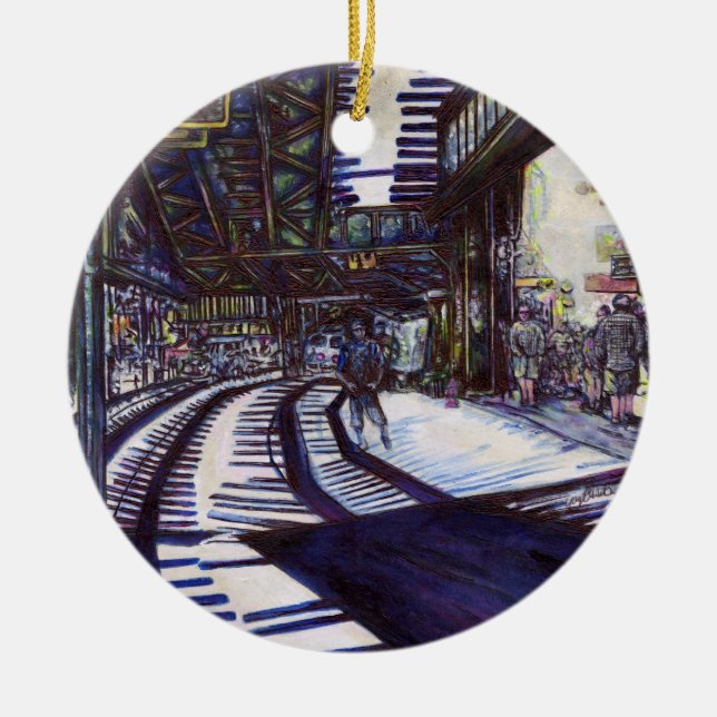 Ornamento De Cerâmica Dusting the Piano (Frente)