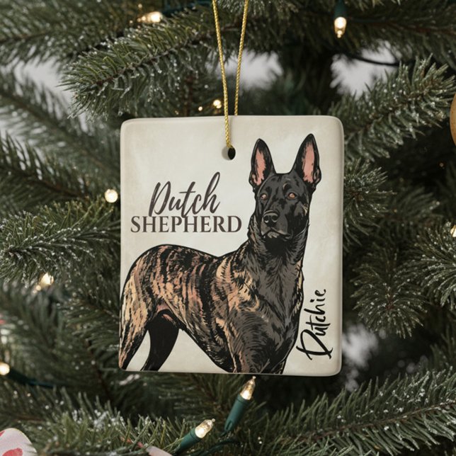 Ornamento De Cerâmica Dutch Shepherd Dog - Dutchie (Criador carregado)