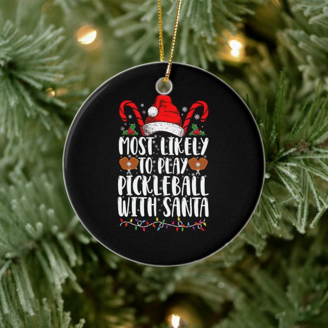 Ornamento De Cerâmica É Mais Provável Jogar Pickleball Com A Família De  (Árvore)