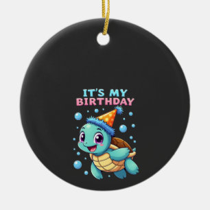 Ornamento De Cerâmica É Meu Aniversário Tartaruga Marinha Fofa Aniversár