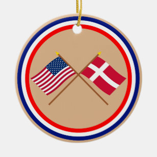 Ornamento De Cerâmica E.U. e bandeiras cruzadas Dinamarca