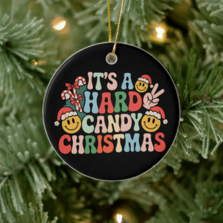Ornamento De Cerâmica É Um Natal de Bala Hard Candy Natal Retrô Groovy