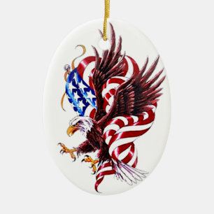 Ornamento De Cerâmica Eagle e estilo da ilustração de Tatoo da bandeira