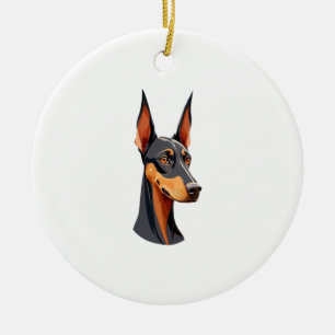 Ornamento De Cerâmica Ear Doberman Natural