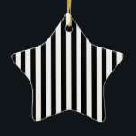 Ornamento De Cerâmica Ebony Snow<br><div class="desc">Ebony Snow é um simples design de listras negras e brancas que se adequam a todas as ocasiões e itens. Esta imagem está disponível em uma variedade de outros produtos,  basta clicar no link abaixo da foto perto de 'Sobre este Design'.</div>