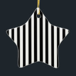 Ornamento De Cerâmica Ebony Snow<br><div class="desc">Ebony Snow é um simples design de listras negras e brancas que se adequam a todas as ocasiões e itens. Esta imagem está disponível em uma variedade de outros produtos,  basta clicar no link abaixo da foto perto de 'Sobre este Design'.</div>