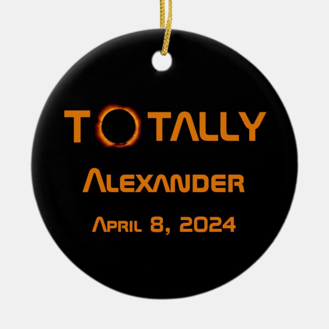 Ornamento De Cerâmica Eclipse Solar 2024 Totalmente Pessoal (Frente)