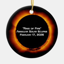 Ornamento De Cerâmica Eclipse Solar Anelar de Fogo de 2026