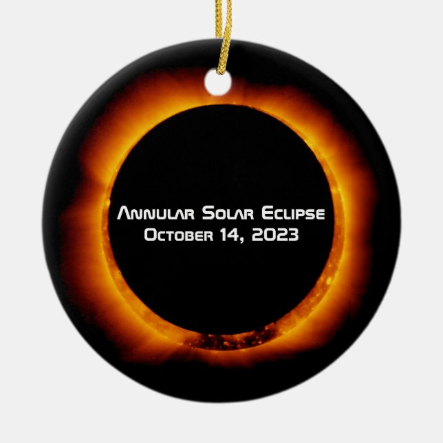 Ornamento De Cerâmica Eclipse Solar Anular 2023 (Frente)