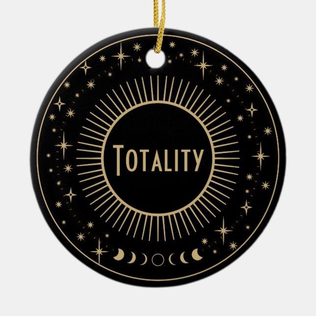 Ornamento De Cerâmica Eclipse Solar e Estrelas Celestiais (Frente)