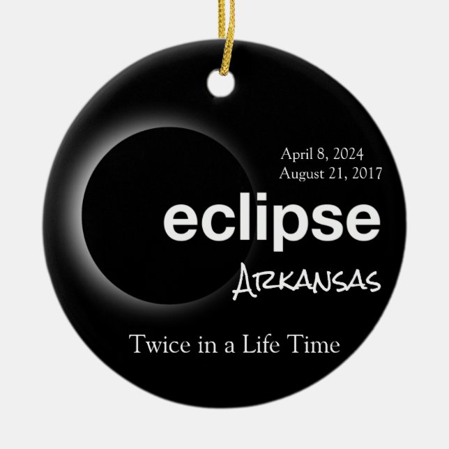Ornamento De Cerâmica Eclipse Solar Personalizável do Arkansas 2017 2024 (Frente)