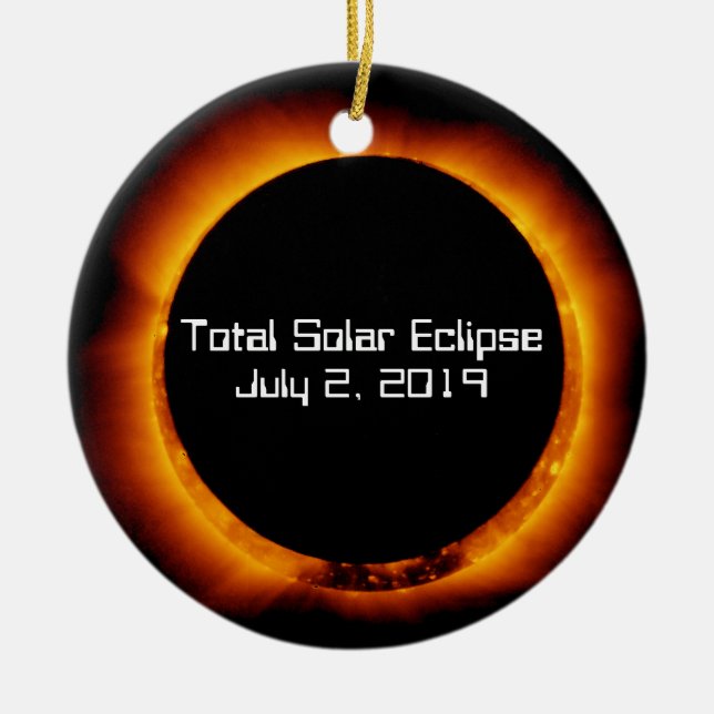 Ornamento De Cerâmica Eclipse Solar Total 2019 (Frente)