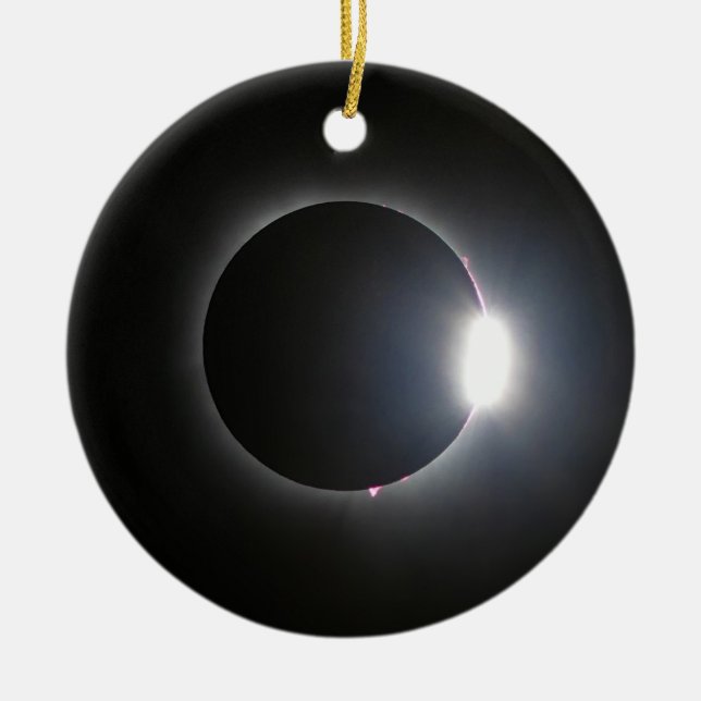 Ornamento De Cerâmica Eclipse Solar Total 8 de abril de 2024 (Frente)