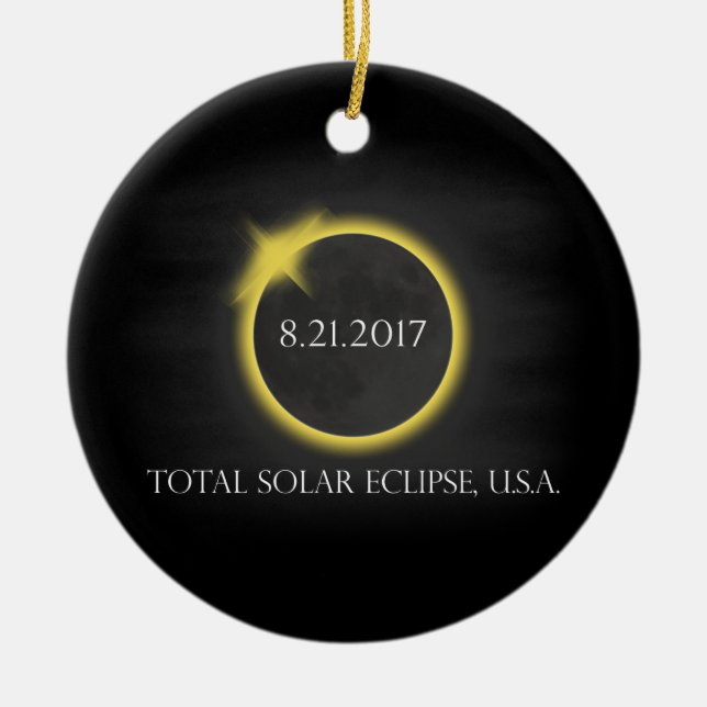 Ornamento De Cerâmica Eclipse Solar Total de 21 de agosto de 2017EUA Sou (Frente)