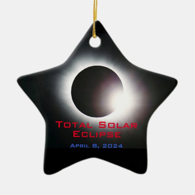 Ornamento De Cerâmica Eclipse solar total personalizável dos EUA 2024 (Frente)