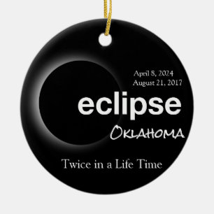 Ornamento De Cerâmica Eclipse Solar Total Personalizável Oklahoma 2017 2