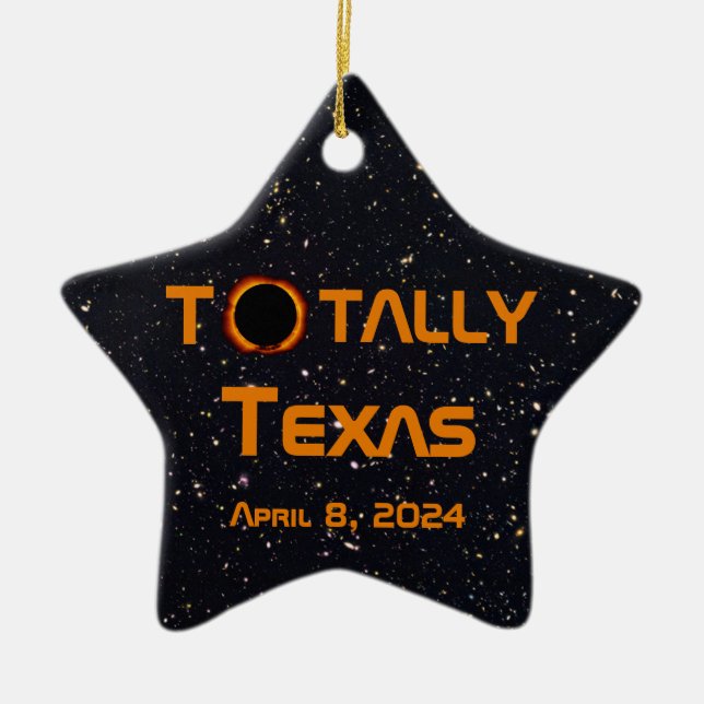 Ornamento De Cerâmica Eclipse Solar Totalmente Texas 2024 (Frente)