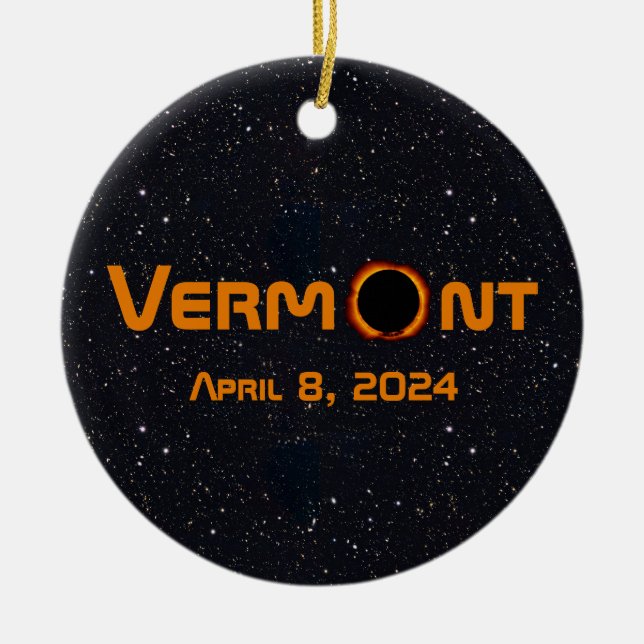 Ornamento De Cerâmica Eclipse Solar Totalmente Vermont 2024 (Frente)