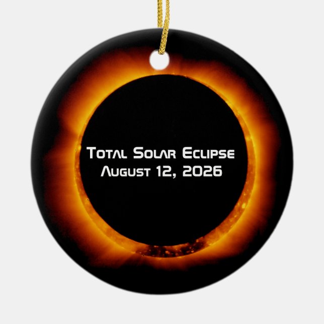 Ornamento De Cerâmica Eclipse Total do Sol de 2026 (Frente)