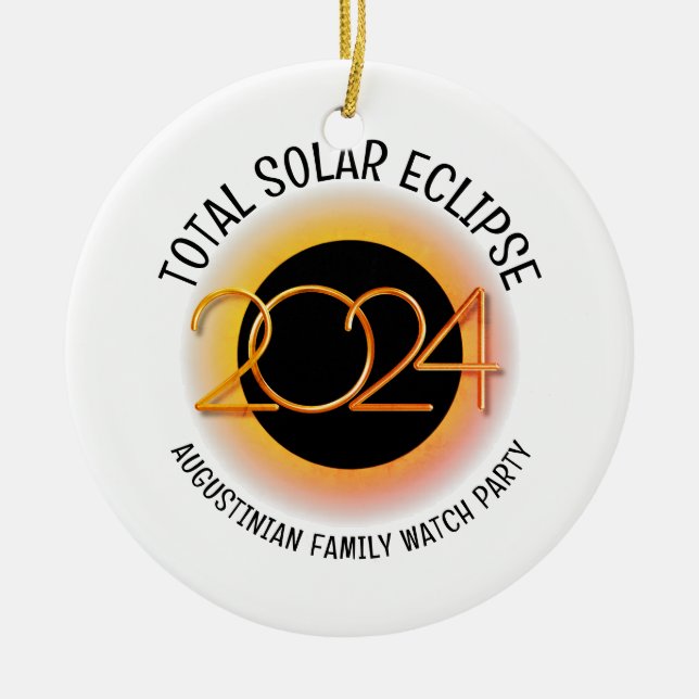 Ornamento De Cerâmica ECLIPSE TOTAL SOLAR 2024 Personalizável (Frente)