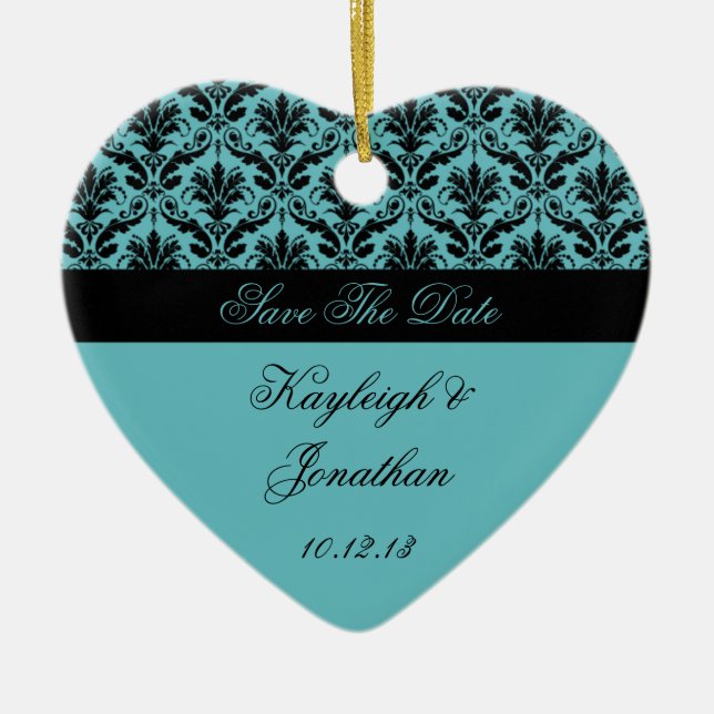 Ornamento De Cerâmica Economias do damasco do preto da cerceta do (Frente)