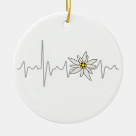 Ornamento De Cerâmica Edelweiss Heartbeat Oktoberfest Vintage Souvenir