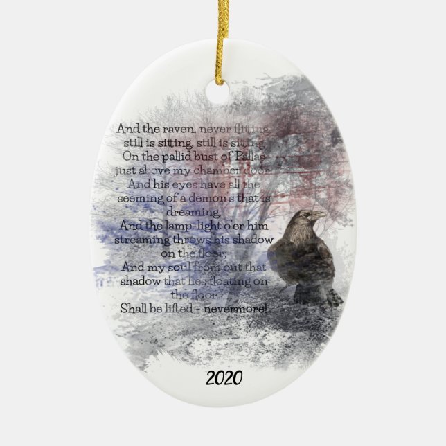 Ornamento De Cerâmica Edgar Allan, Personalizado, Poe A Arte Do Poema Ra (Frente)