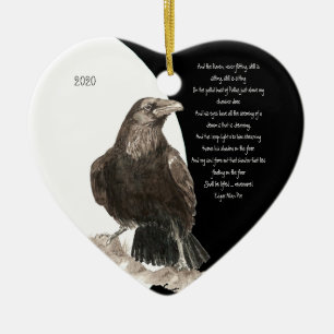 Ornamento De Cerâmica Edgar Allen Poe Cote Watercolor Raven Bird