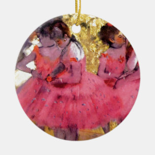 Ornamento De Cerâmica Edgar Degas - Bailarinas em Rosa - Amante da Dança