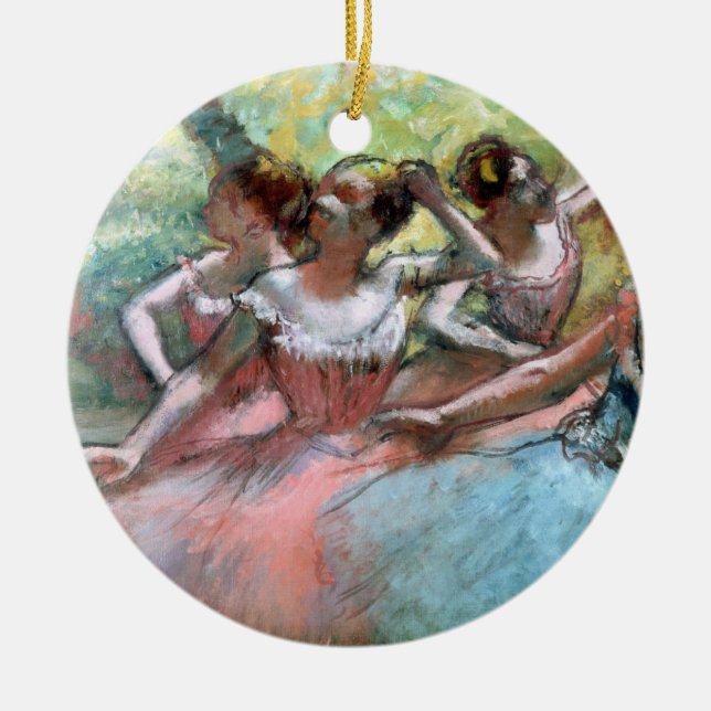 Ornamento De Cerâmica Edgar Degas | quatro bailarinas no palco (Frente)