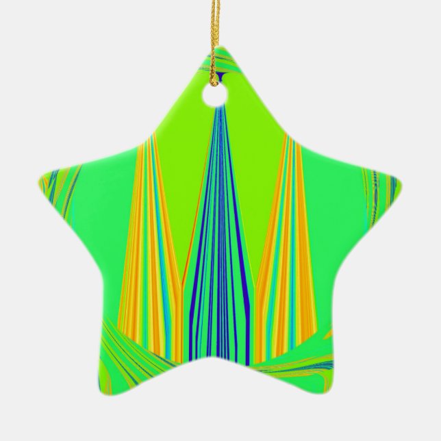 Ornamento De Cerâmica Edgy Geometry Neon Design (Frente)