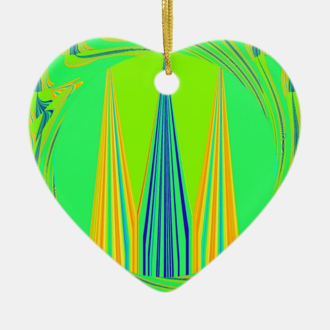 Ornamento De Cerâmica Edgy Geometry Neon Design (Frente)