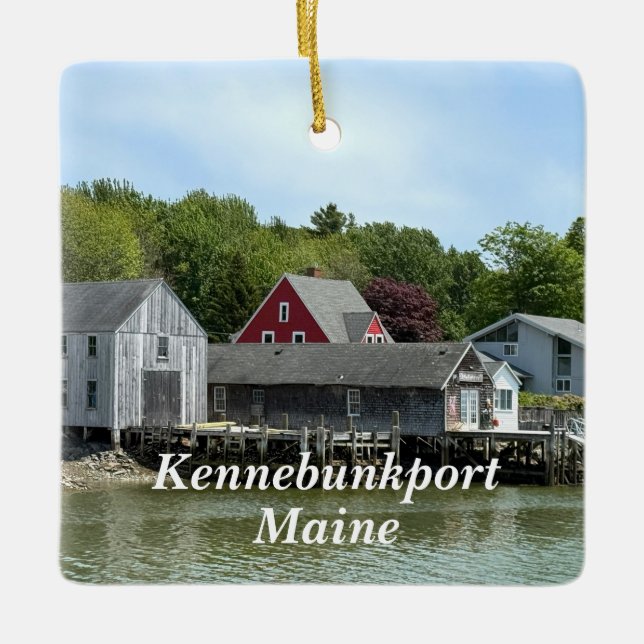 Ornamento De Cerâmica Edifícios rústicos à beira-mar em Kennebunkport Ma (Frente)