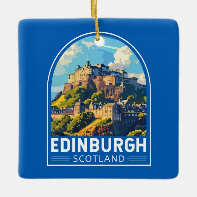 Ornamento De Cerâmica Edinburgh Scotland Viagem Art Vintage (Frente)