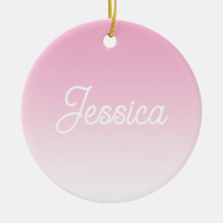 Ornamento De Cerâmica (Editable) Light Pink Color Ombre & Your Text