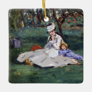 Ornamento De Cerâmica Edouard Manet - A família Monet no seu jardim