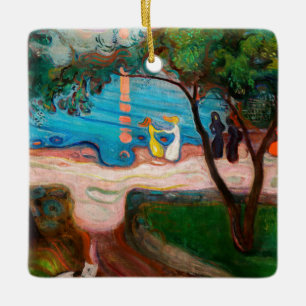 Ornamento De Cerâmica Edvard Munch - dança na praia