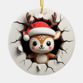 Ornamento De Cerâmica Efeito 3D da Reindet NÃO 3D Real