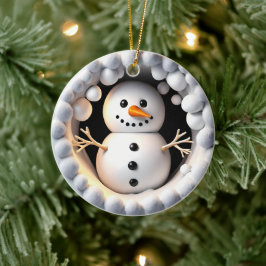 Ornamento De Cerâmica Efeito 3D de boneco de neve NÃO 3D real